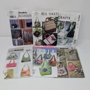 Lot of 6 Handbags Totes Sewing Patterns Simplicity Butterick Vogue McCalls